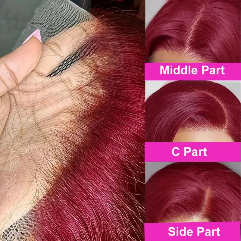 Short Bob Human Hair Wigs Brazilian Burgundy Pre Plucked