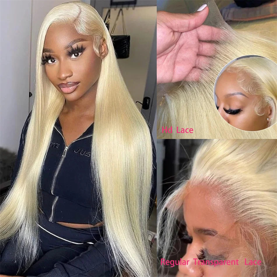 Blonde Straight Human hair lace frontal wigs