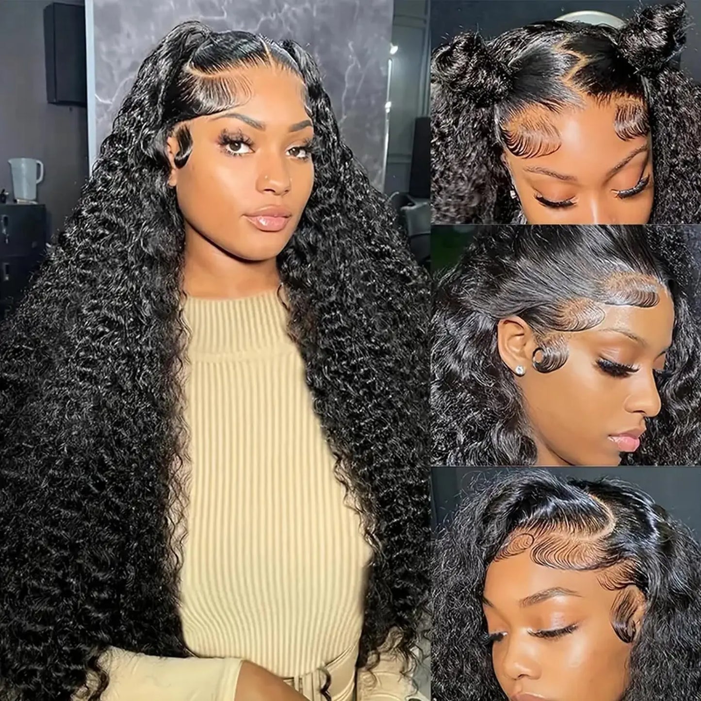 Curly human hair lace frontal wig For Women