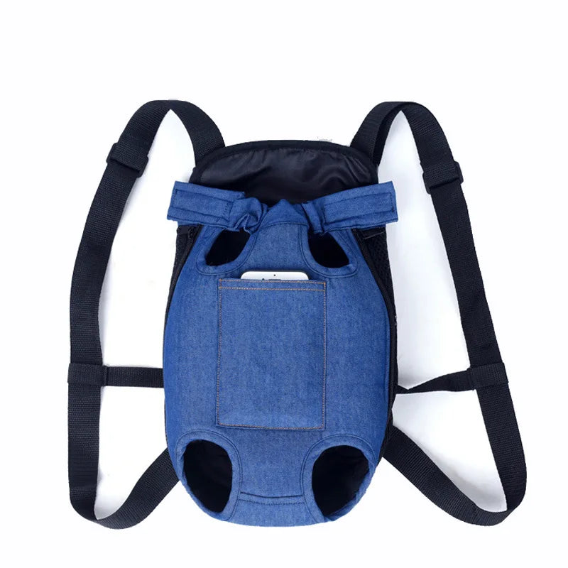 Denim Pet Backpack for outdoor travel