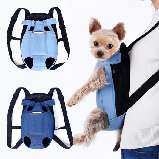 Denim Pet Backpack for outdoor travel