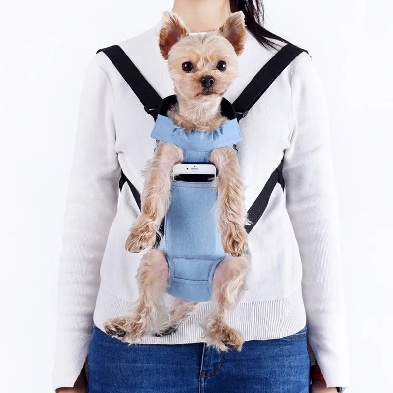 Denim Pet Backpack for outdoor travel