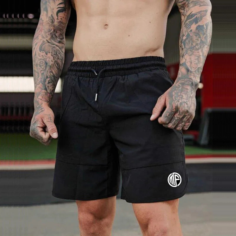 Men Patchwork Running Sports Workout Shorts