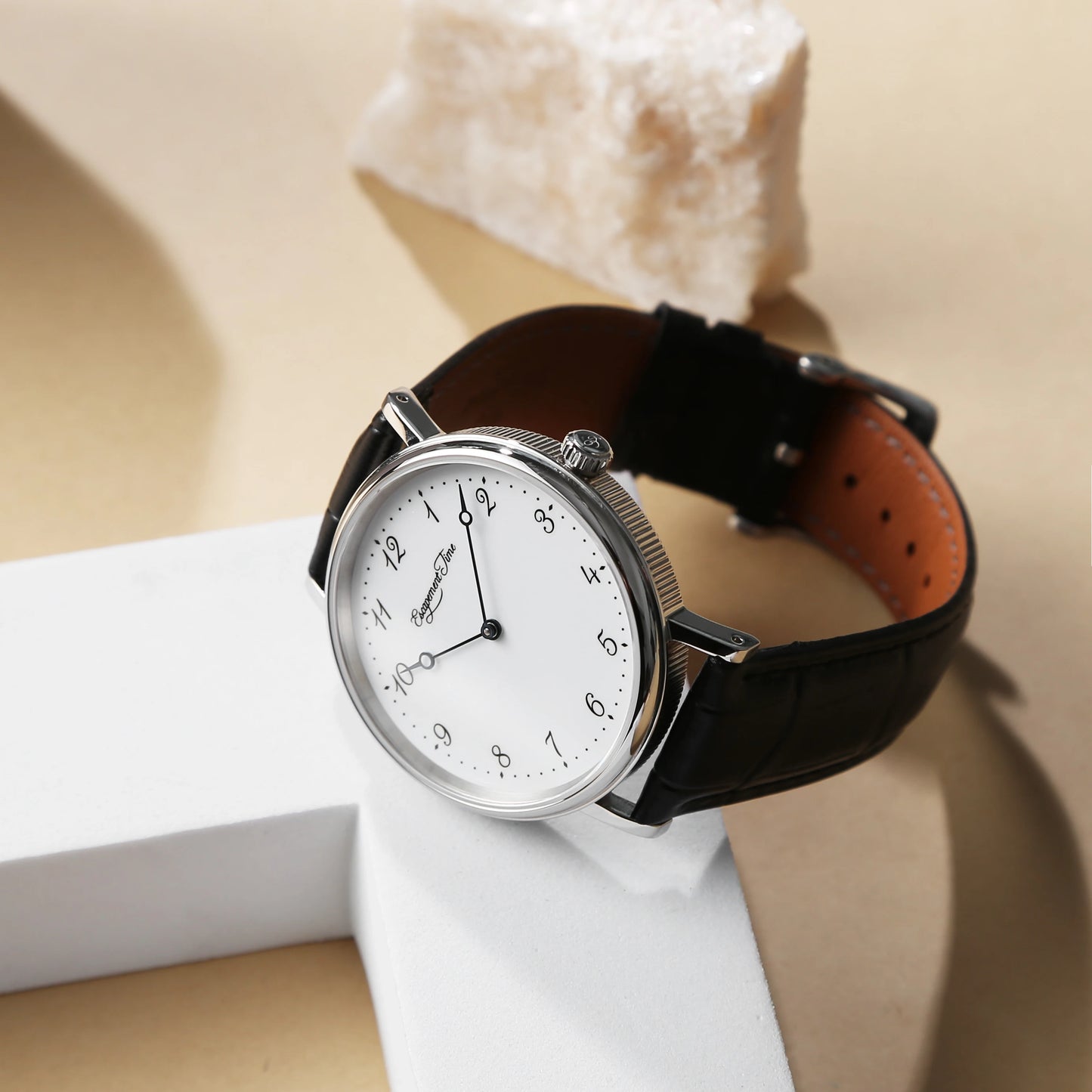 Quartz Movement Watch 38.5mm Case Enamel White Waterproof