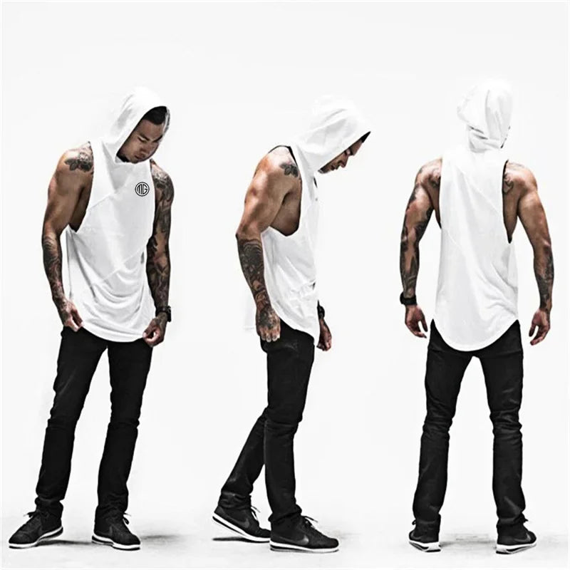 Fitness Men Tank Top with hooded