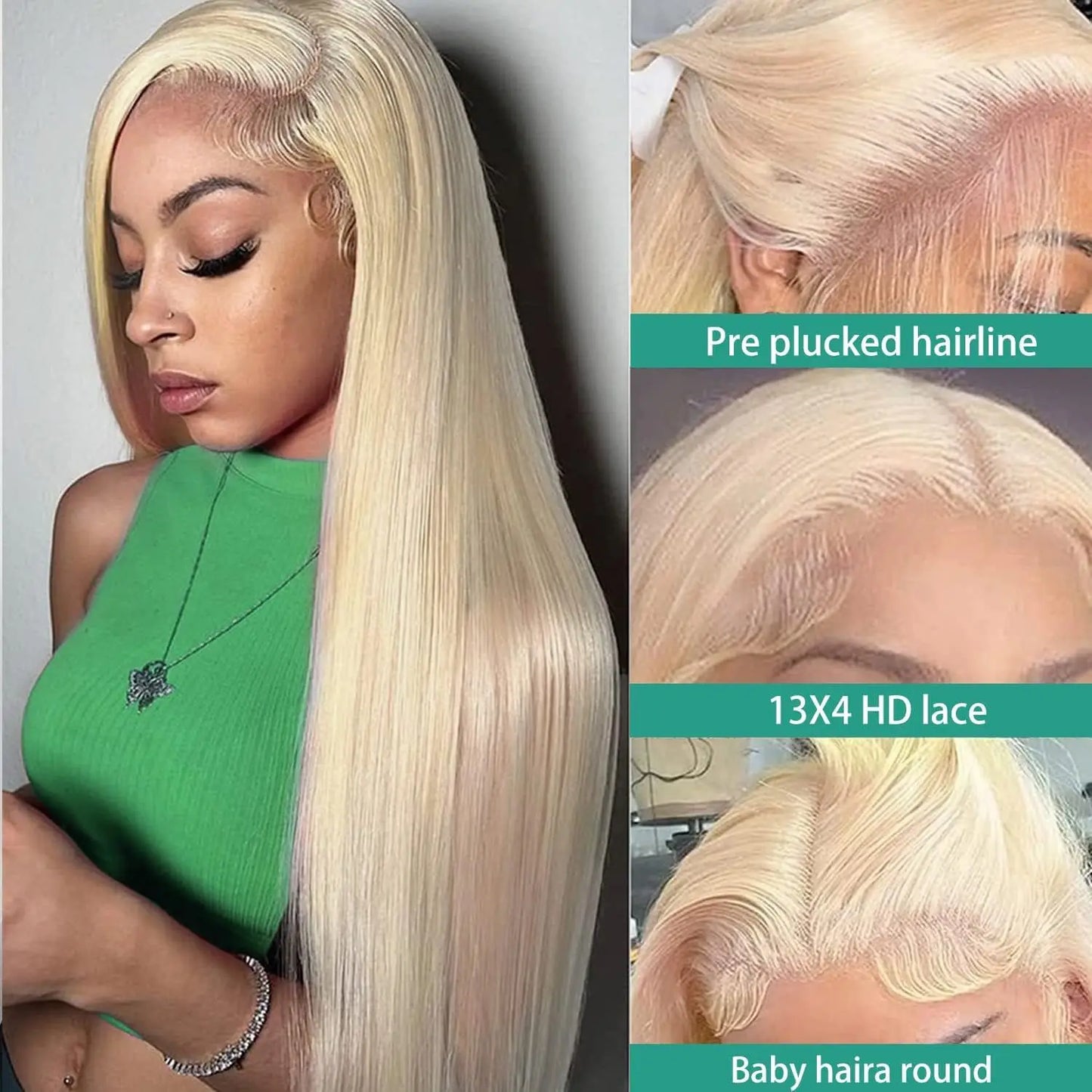 Blonde Straight Human hair lace frontal wigs