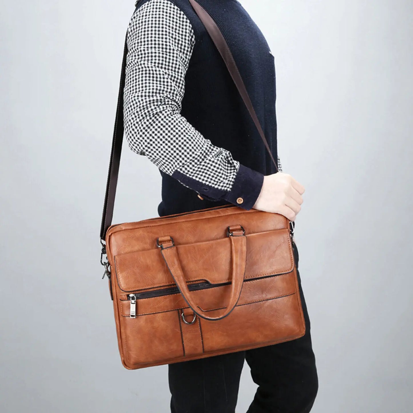 Men Briefcase Classical Retro Leather