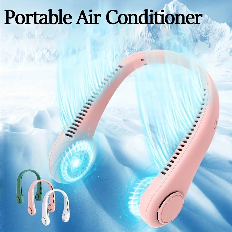 Portable mini Air Cooling Wind Powered Wireless neck Fan - Select-Tips