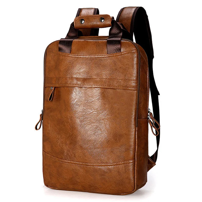 Men Vintage leather design Waterproof Backpack