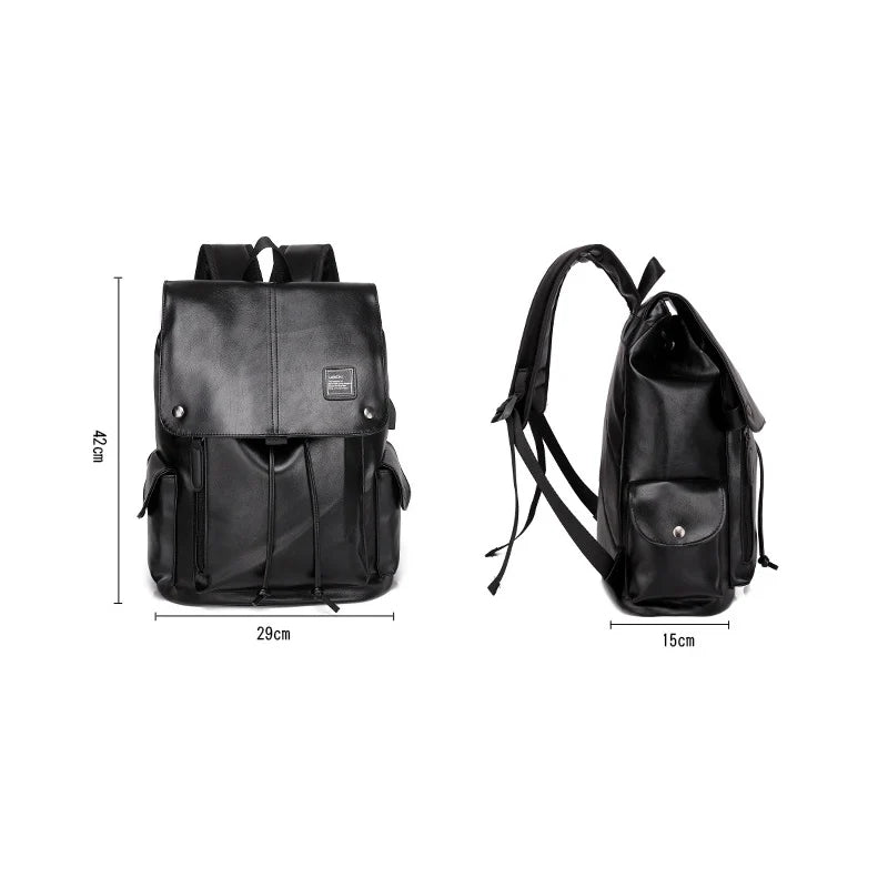 Men Leather Backpack with Large Capacity