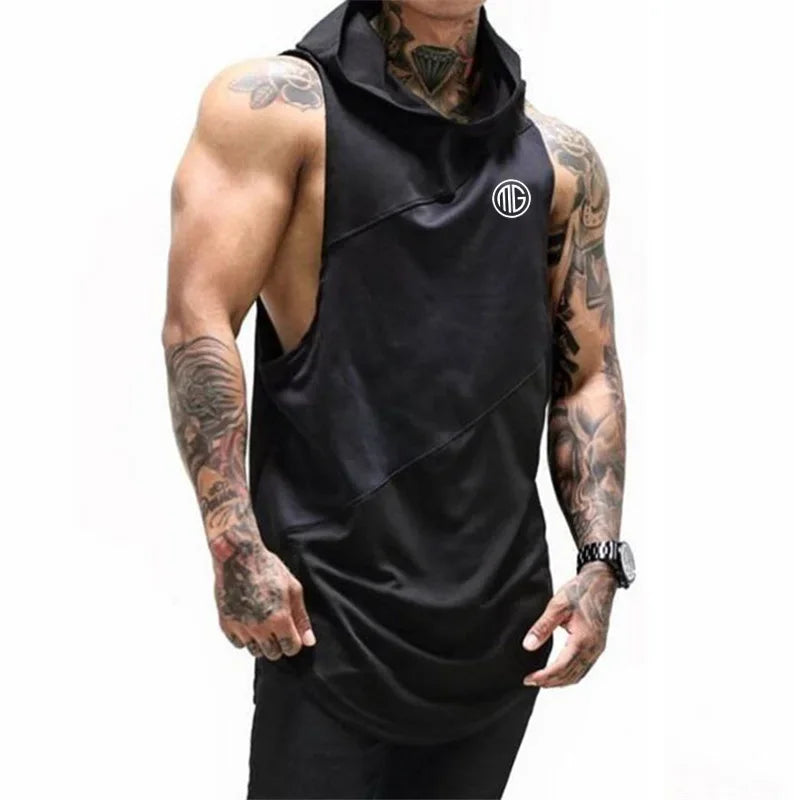 Fitness Men Tank Top with hooded