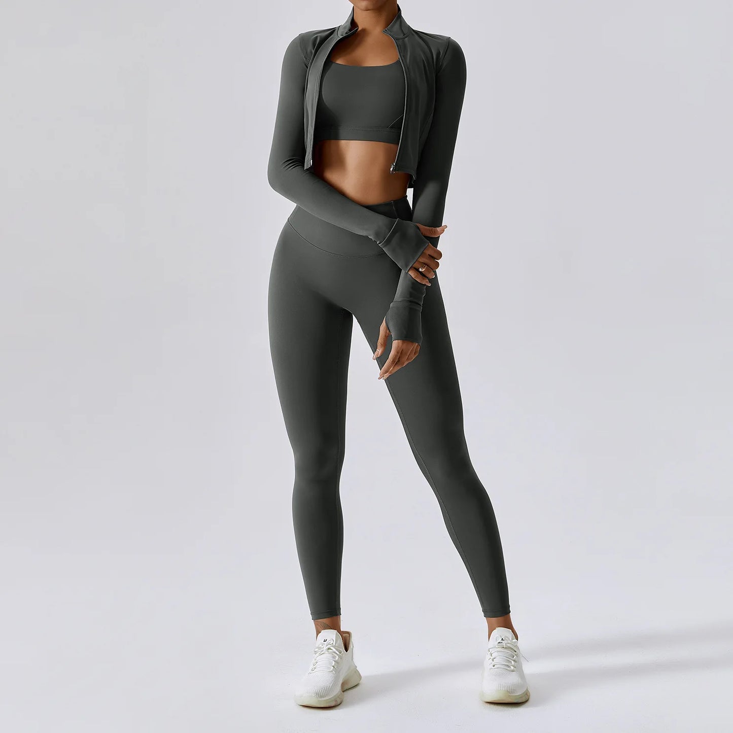 3 Piece Yoga Outfits with Sport Bra,High Waist Shorts and Yoga Leggings