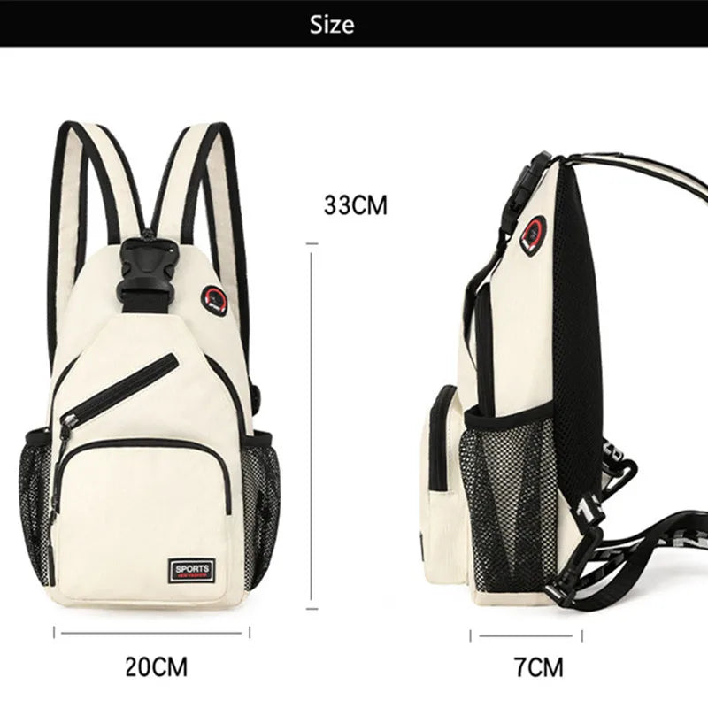 Unisex Travel Chest Shoulder Bag With Earphone Hole