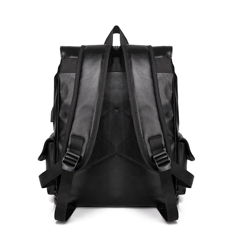 Men Leather Backpack with Large Capacity