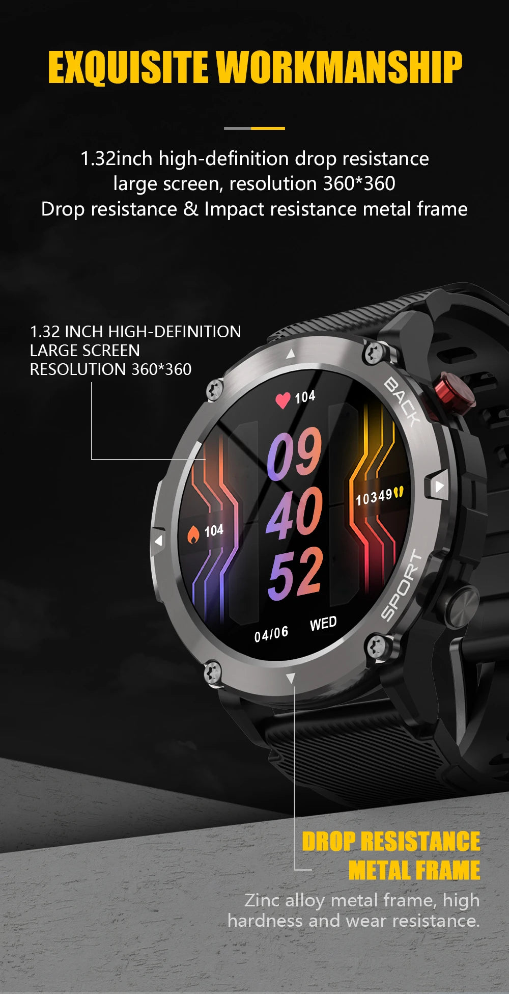 Waterproof Smart Watch Fitness Tracker Outdoor Bluetooth Call