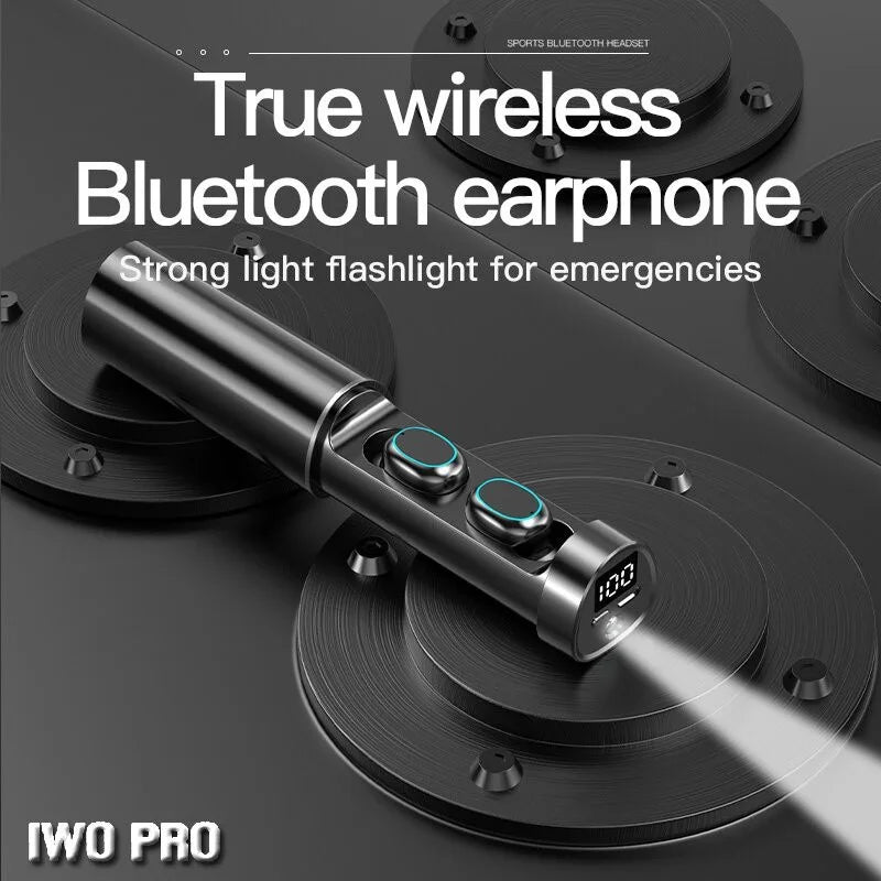 Wirelsss Bluetooth Earphones Flashlight Touch Operation