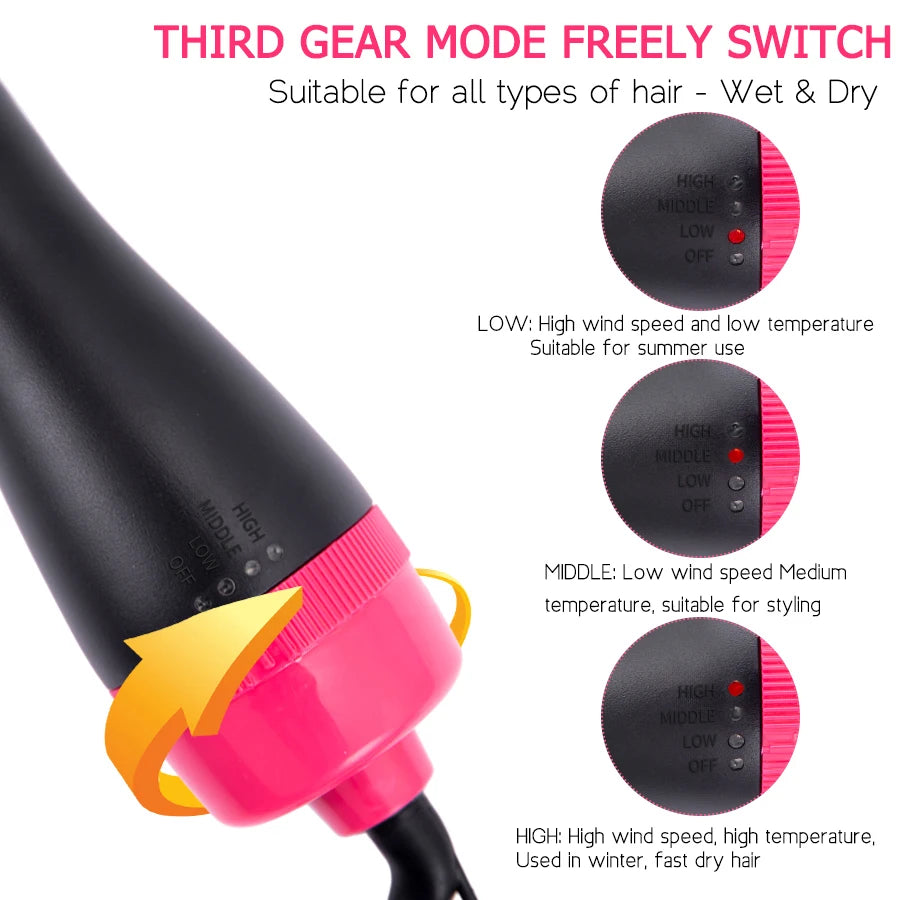 3 In 1 Hair Dryer Hot Air Brush Styler