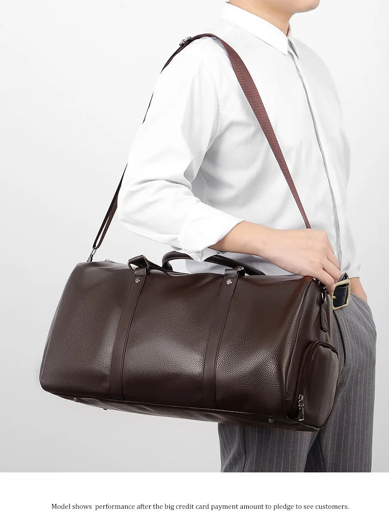 Men Leather Travel Bags  Casual Crossbody Duffel Bags