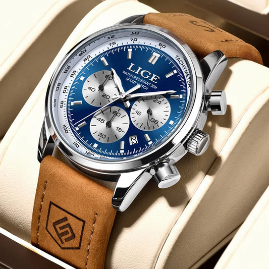 Man high Quality leather Chronograph Wristwatch