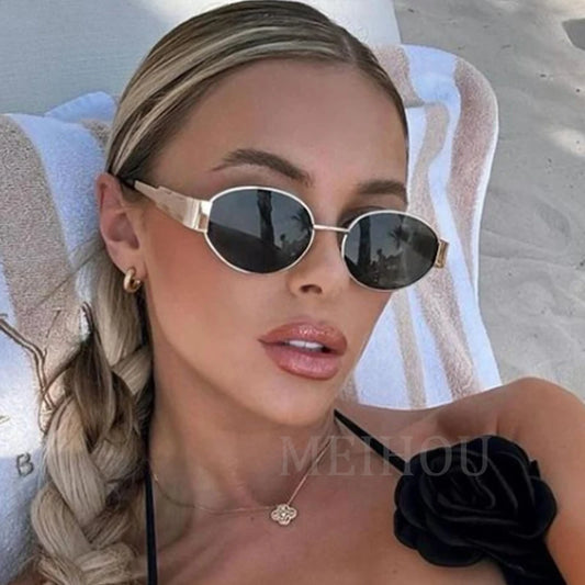 Trendy Oval Sunglasses for Women 2024 Luxury Brand