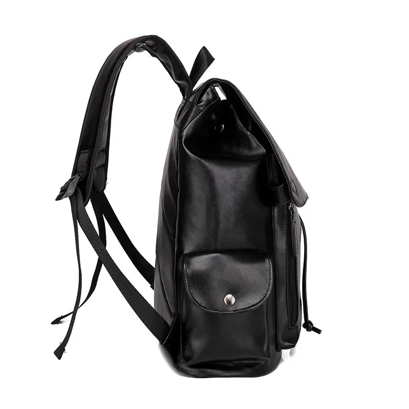 Men Leather Backpack with Large Capacity